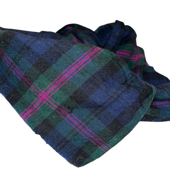 Vintage blue green purple wool plaid scarf - Picture 4 of 4